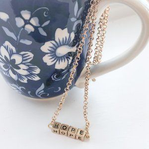 Square Block Lettering Pendant Necklace